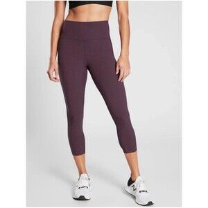 Athleta Ultimate Dobby Mesh Capri Tights XS Mulberry Rose Plum High Rise Running